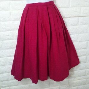 Vintage 50s-60s Handmade Hot Pink Box-Pleat Circle Skirt S(2/4) Wool Boucle Zip